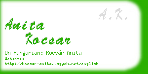 anita kocsar business card